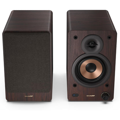Sharp CP-SS30 Brown 60W RMS 2‑Way Active Bookshelf Speakers