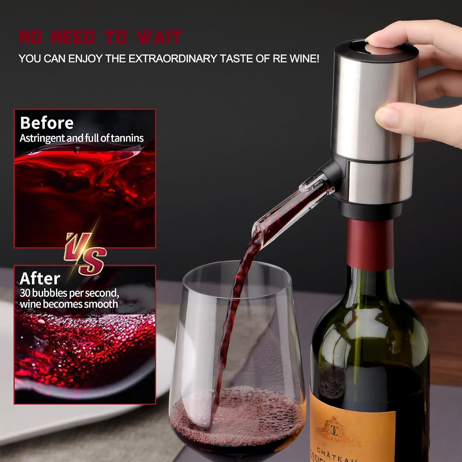 Ataller Smart Electric Wine Aerator Pourer with Retractable Tube