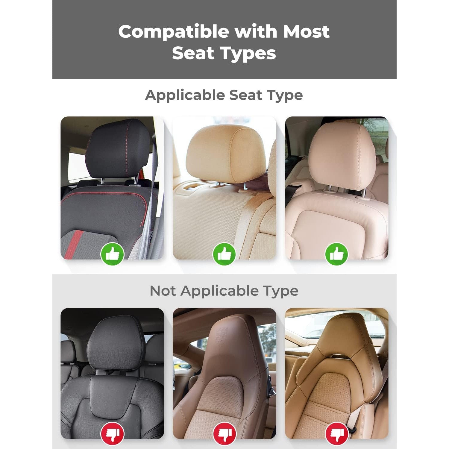 Oasser Car Seat Headrest Pillow, Detachable Adjustable Double Sided Support for Adults and Kids