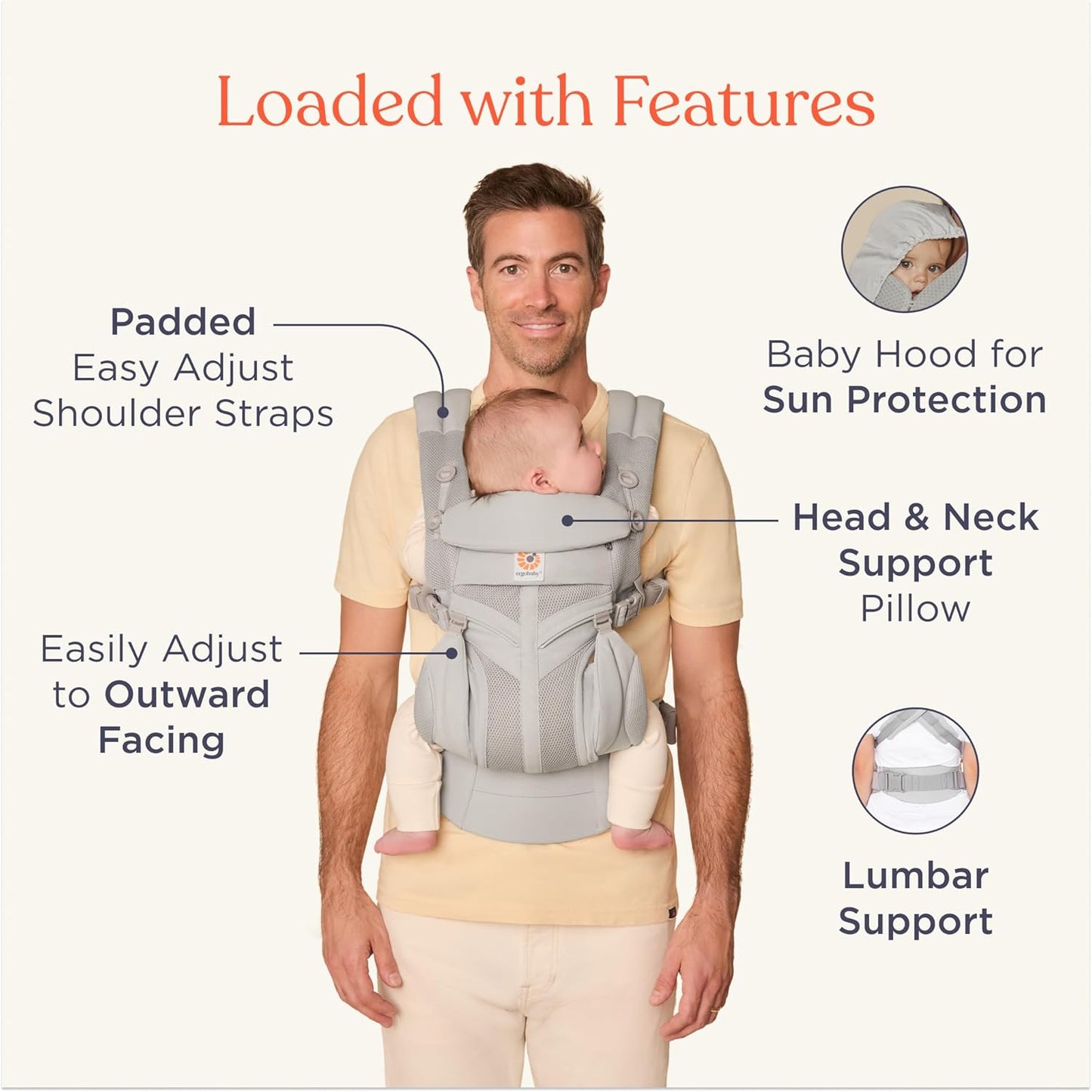Ergobaby Omni 360 Cool Air Mesh Baby Carrier – Pearl Grey