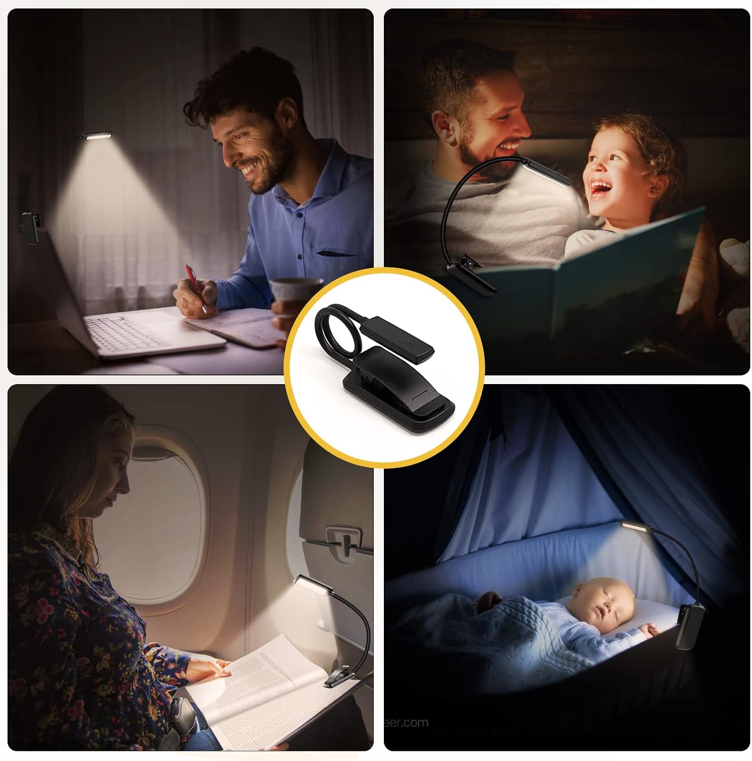 TEAMPD Reading Light 9 LED 3 Color Rechargeable Book Light 12+Hrs Runtime Eye-Caring Clip On Portable Lightweight Book Lamp
