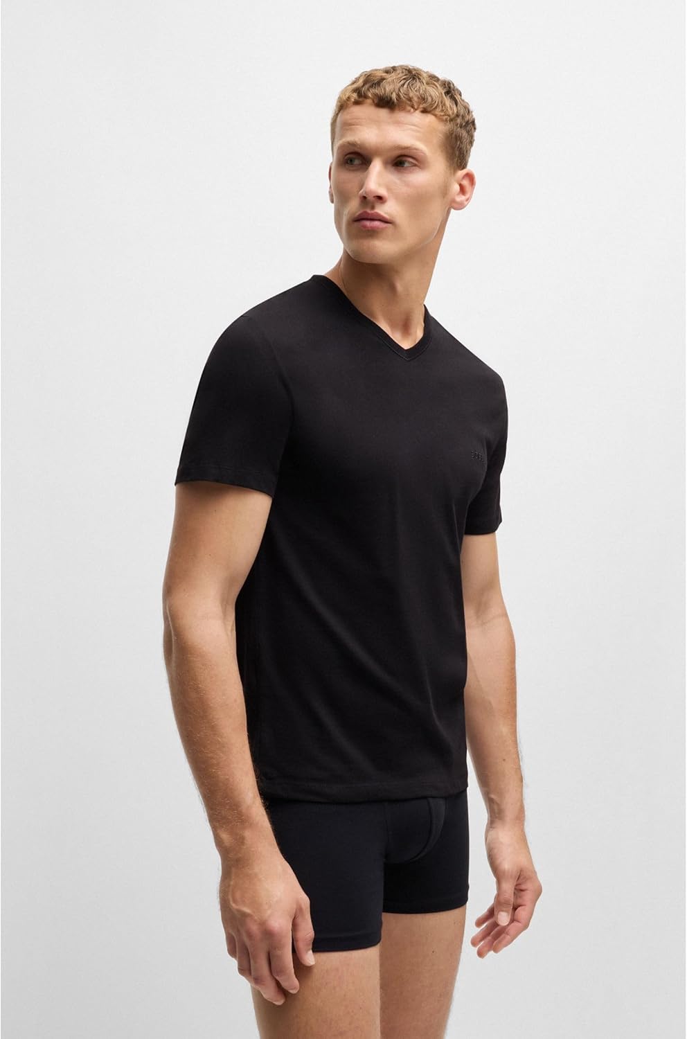 BOSS Men's Pure Cotton V-Neck T-Shirt Pack of Six