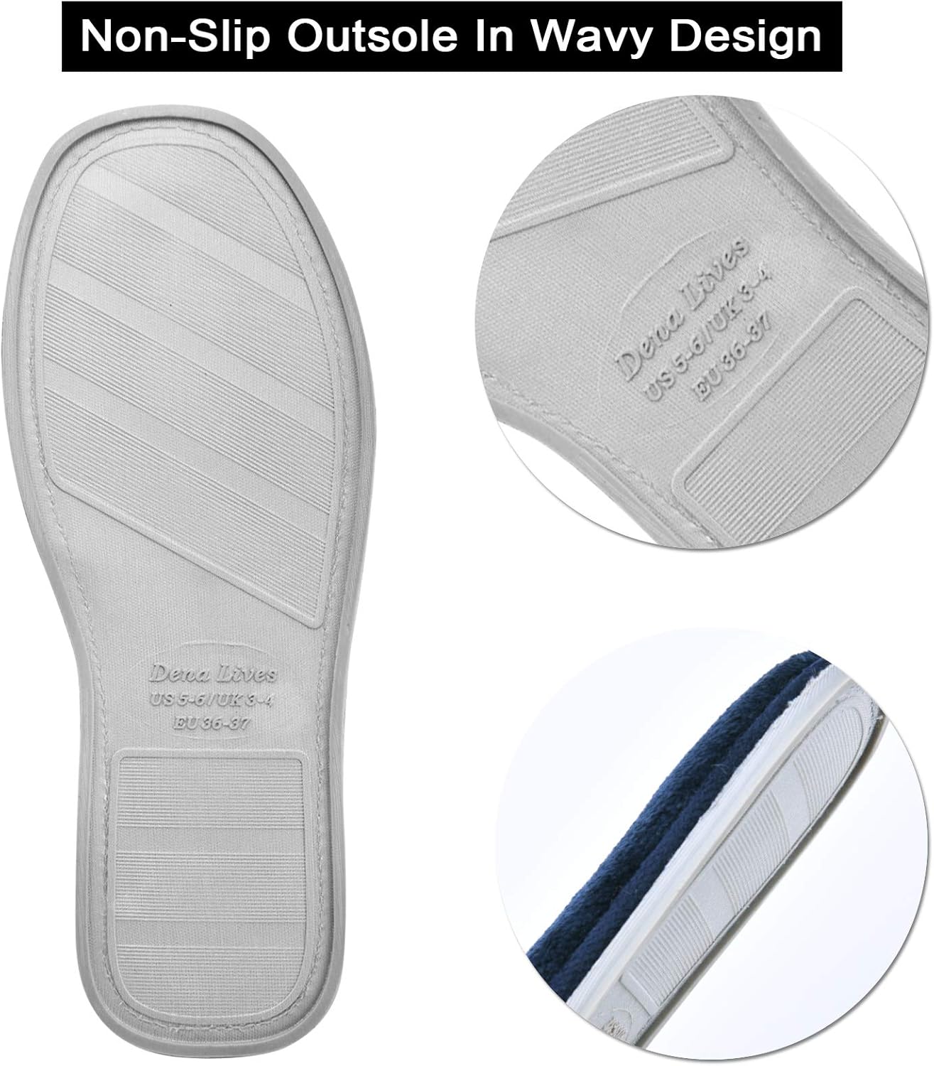 DL Women's Open Toe Memory Foam Flannel Slippers