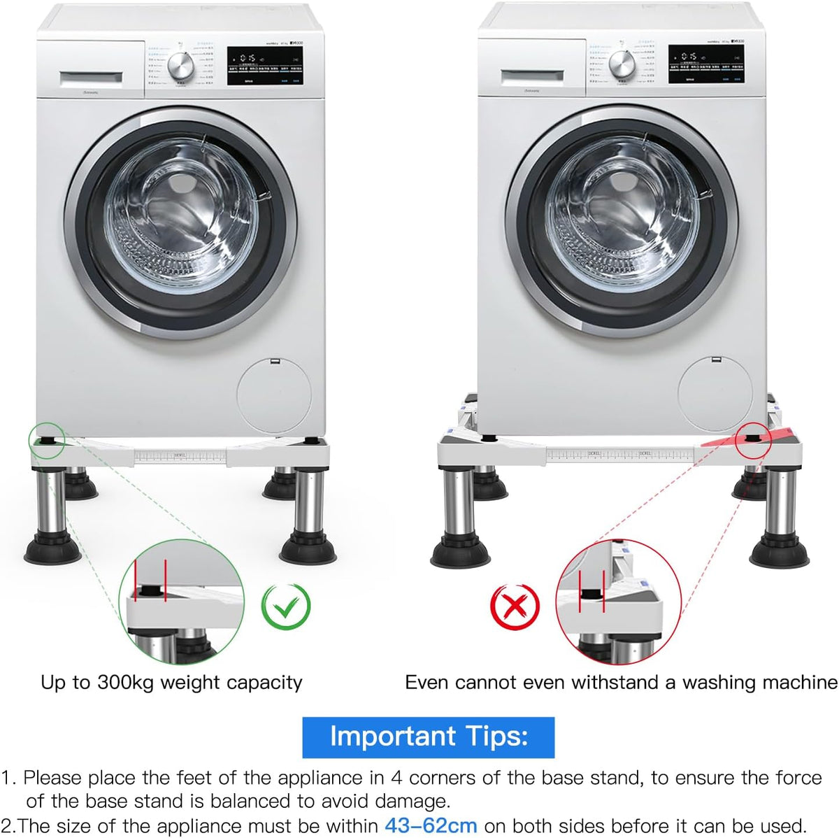 DEWEL J007-WH-JS-DJ Washing Machine Base 43-62cm