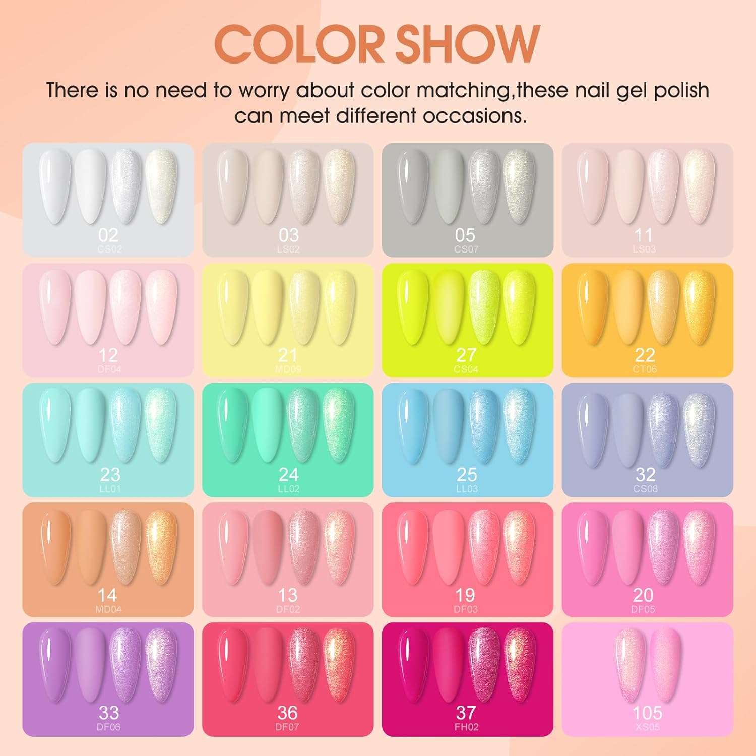 COSCELIA 20+5 Color Semi-Permanent Nail Kit with UV/LED Lamp