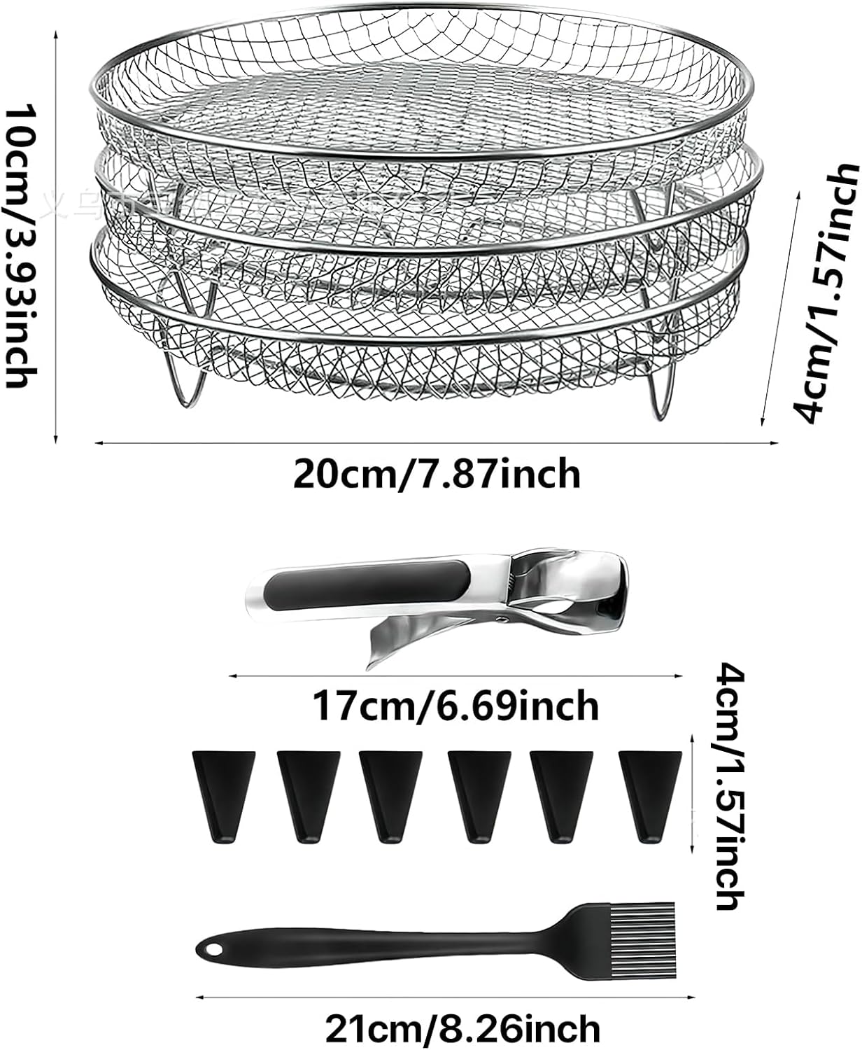 Konesky 3‑LayerAir Fryer Rack Stainless Steel Stackable Design