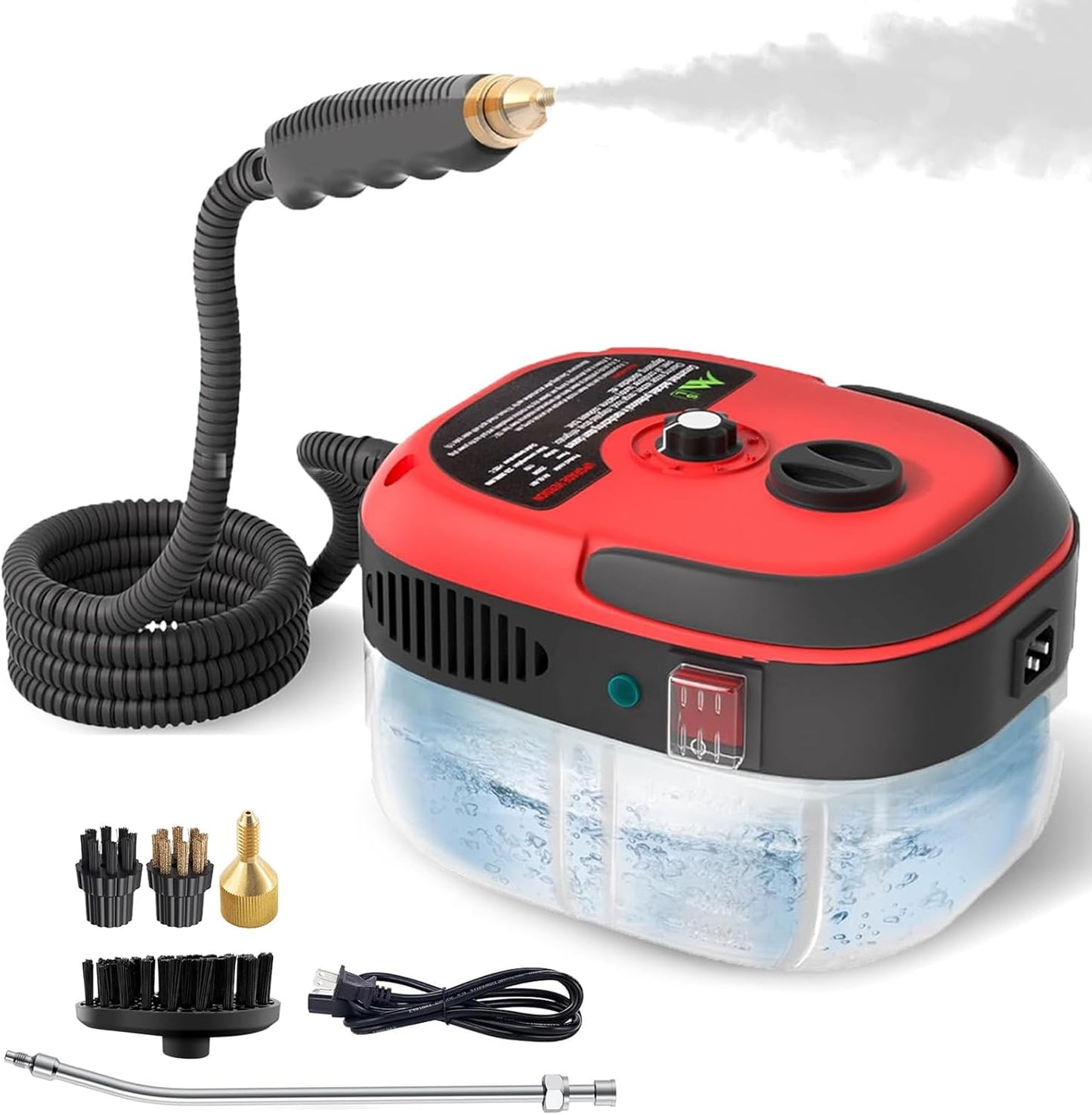 2500W Handheld Steam Cleaner with 6 Speeds, 3 Brush Heads