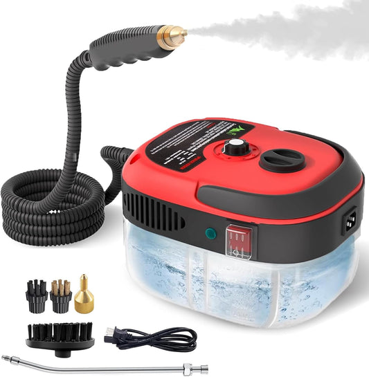 2500W Handheld Steam Cleaner with 6 Speeds, 3 Brush Heads