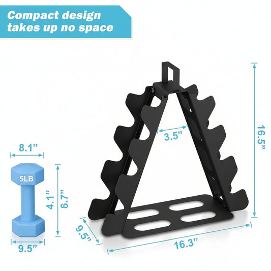 Nomiou Black Compact Triangular Dumbbell Rack for Home Gyms