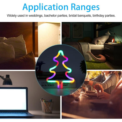 LED Neon Light Colorful Christmas Tree Sign Decoration