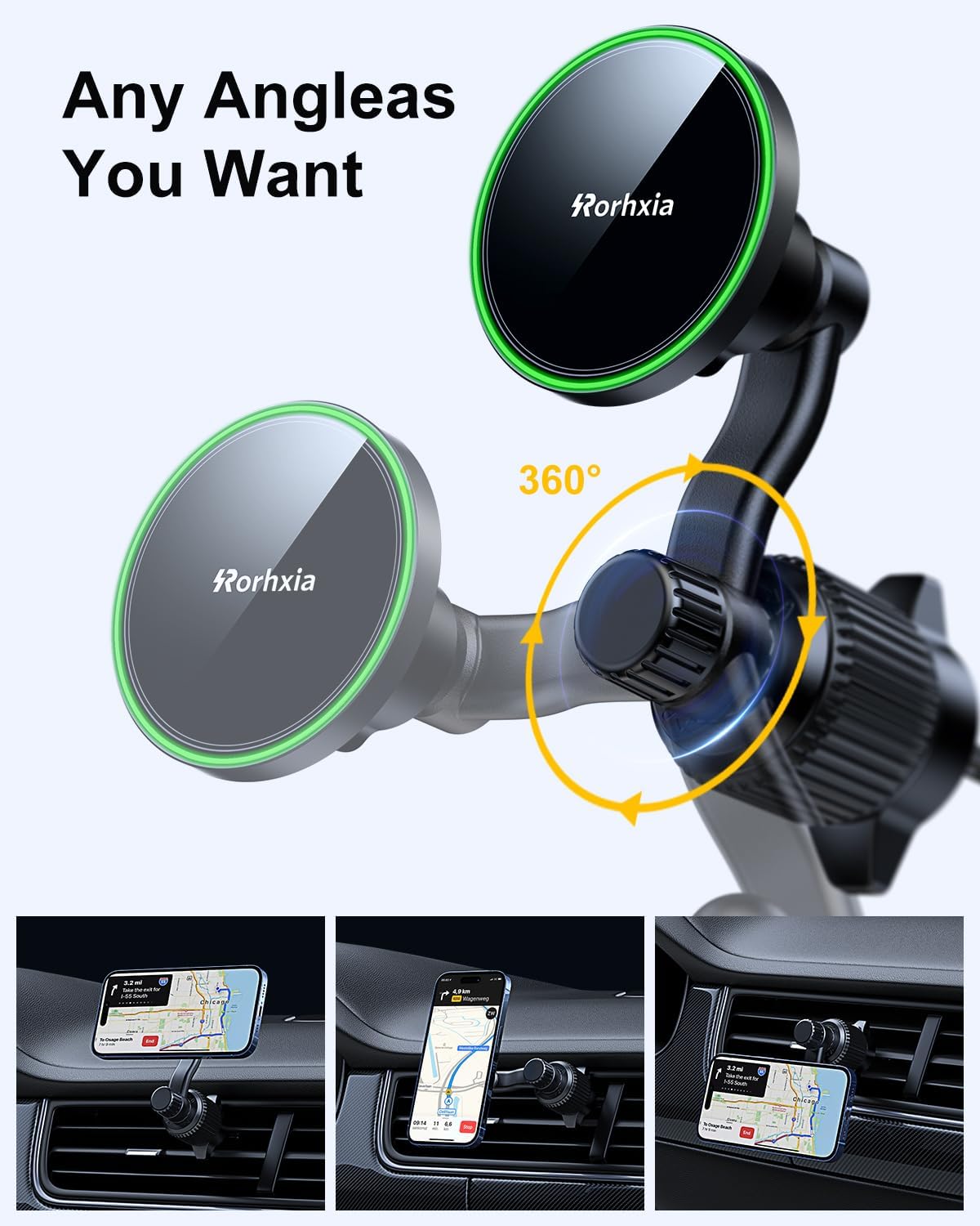 Rorhxia Magnetic Safe Car Mount Charger