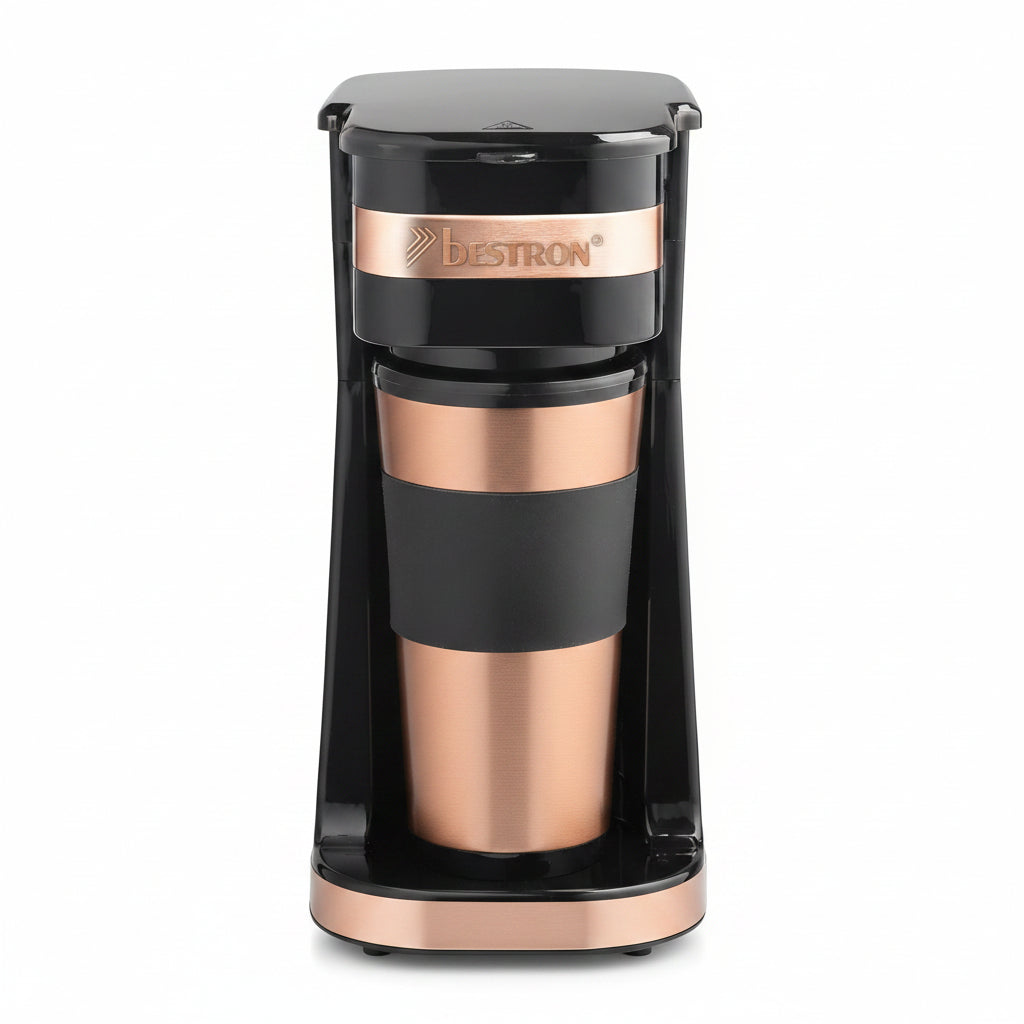Bestron Compact 750W Coffee Maker with Thermos Cup for Camping
