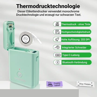 ORGBRO X1 Portable Bluetooth Mini Label Printer with Tape – Compact Wireless Label Maker for Home, School & Office