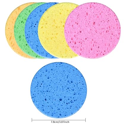 Fodlon Face Wash Sponge, Natural Cellulose Cleansing Sponge for Facial Spa Massage