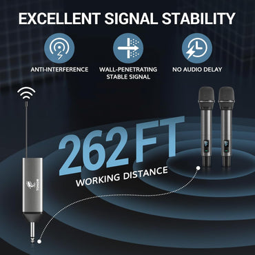 TONOR UHF Rechargeable Wireless Karaoke Microphone Set with 262ft Range