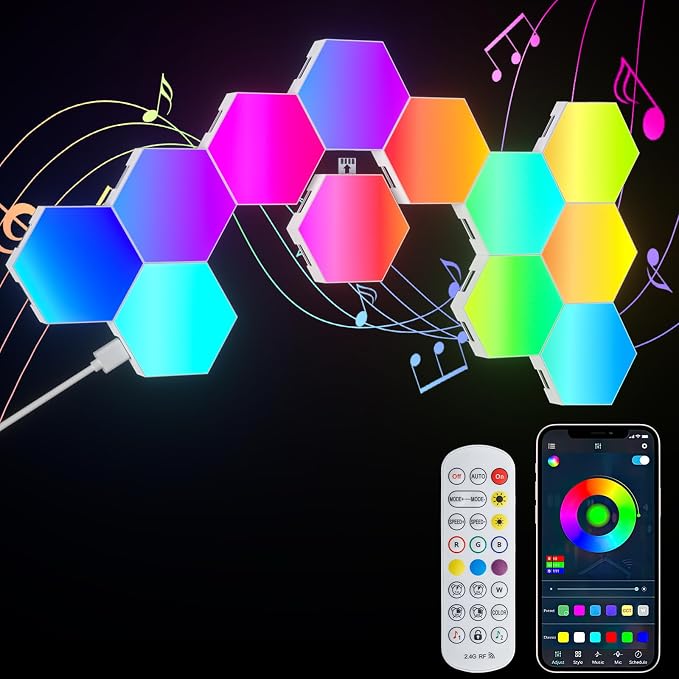 GIACOMO J1566 RGB LED Hexagon Gaming Wall Light 12 Pieces