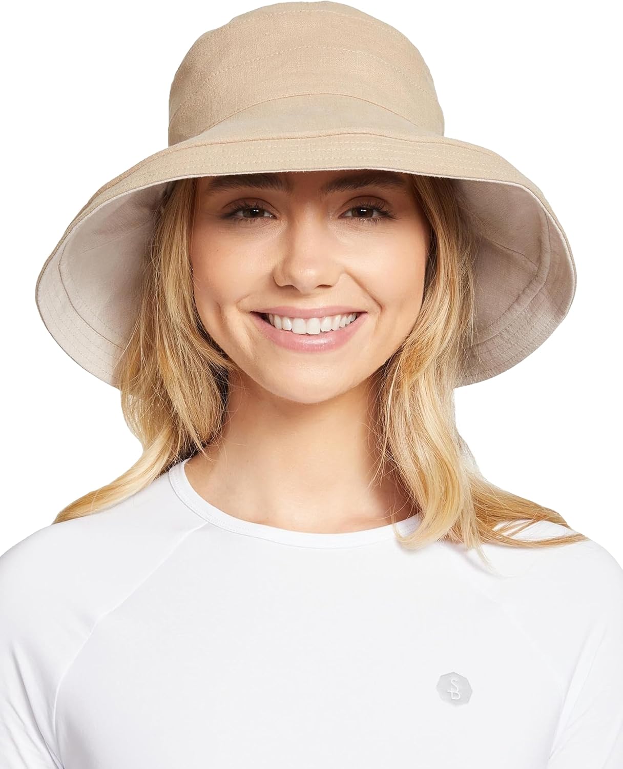 Solbari Women's Reversible Wide Brim Sun Hat with Adjustable Fit