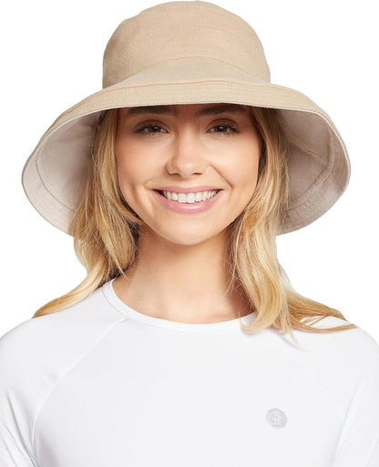 Solbari Women's Reversible Wide Brim Sun Hat with Adjustable Fit