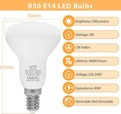 LUTW R50 E14 5W Warm White LED Spotlight 500LM