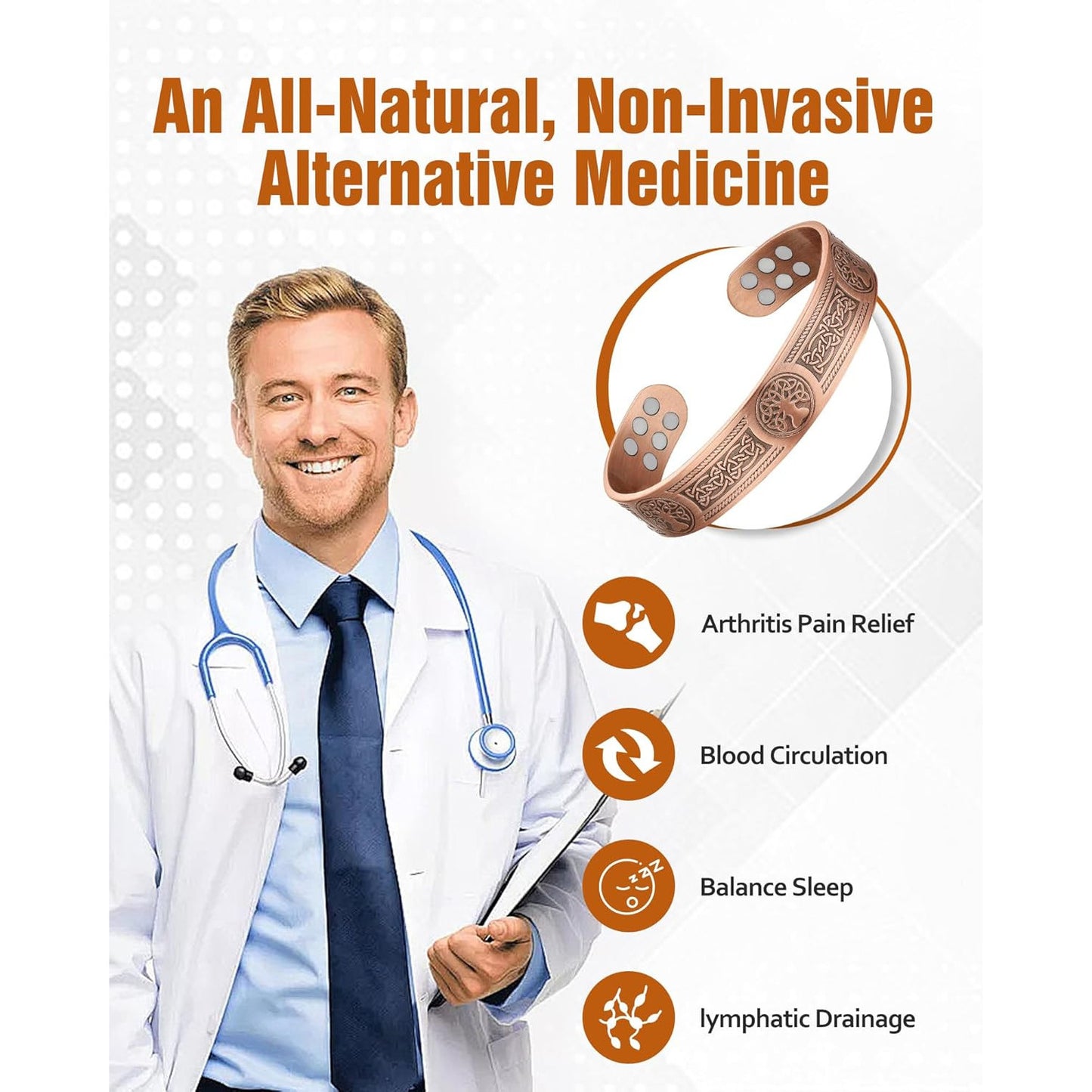 Jecanori 18X Strength Men's Magnetic Copper Bracelet – 3800 Gauss