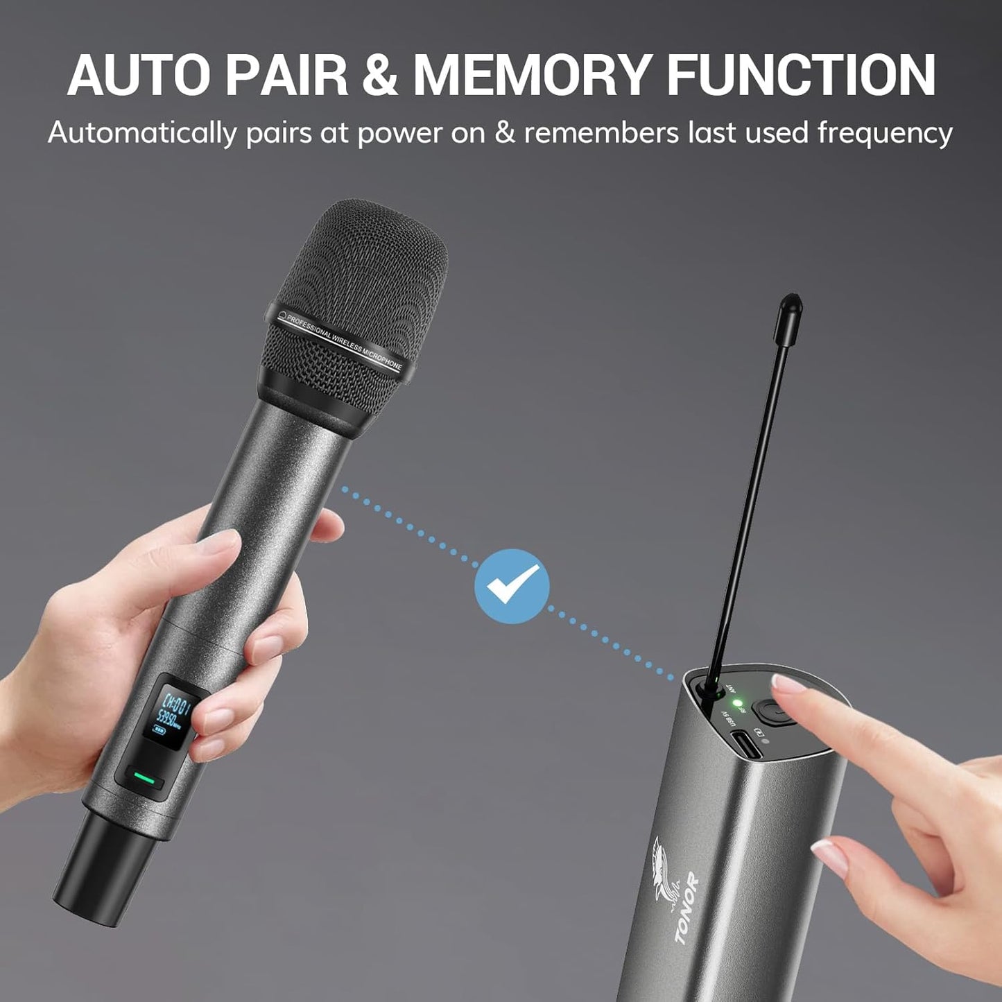 TONOR UHF Rechargeable Wireless Karaoke Microphone Set with 262ft Range