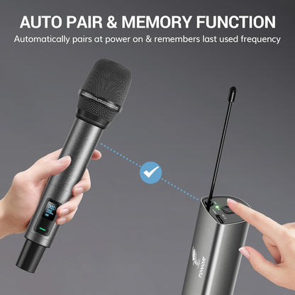 TONOR UHF Rechargeable Wireless Karaoke Microphone Set with 262ft Range