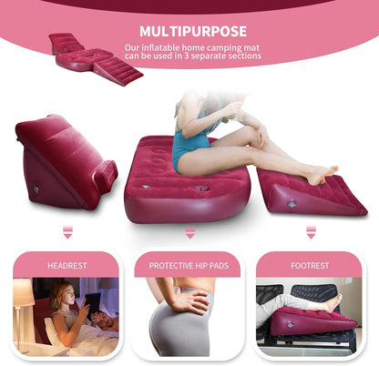 Nevife Adjustable Inflatable Bed Wedge Pillow Set – Red Comfort Support