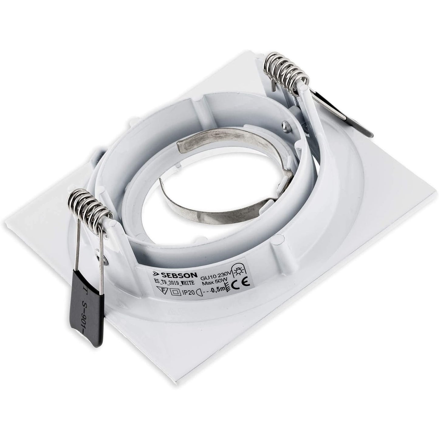 SEBSON White Swiveling Square Downlight with GU10 Socket - 95mm Frame