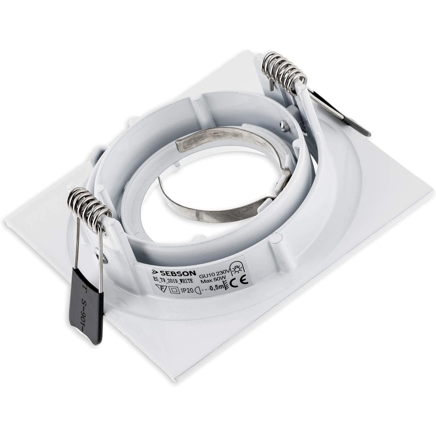 SEBSON White Swiveling Square Downlight with GU10 Socket - 95mm Frame