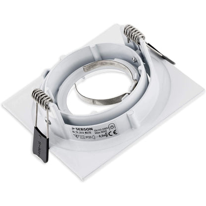 SEBSON White Swiveling Square Downlight with GU10 Socket - 95mm Frame