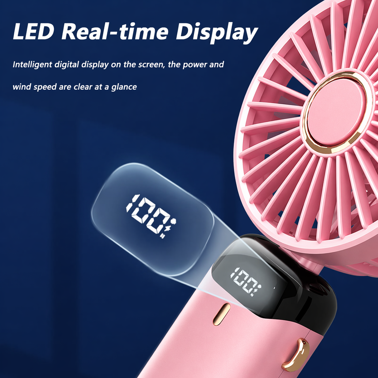 QeeFop Portable USB Mini Fan Adjustable LED Display N15