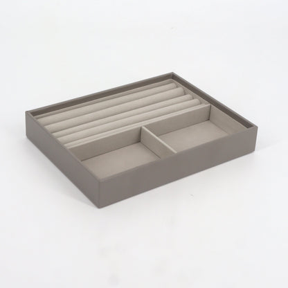 esmara Stackable Velvet Jewelry Organizer with Compartments and Ring Slots