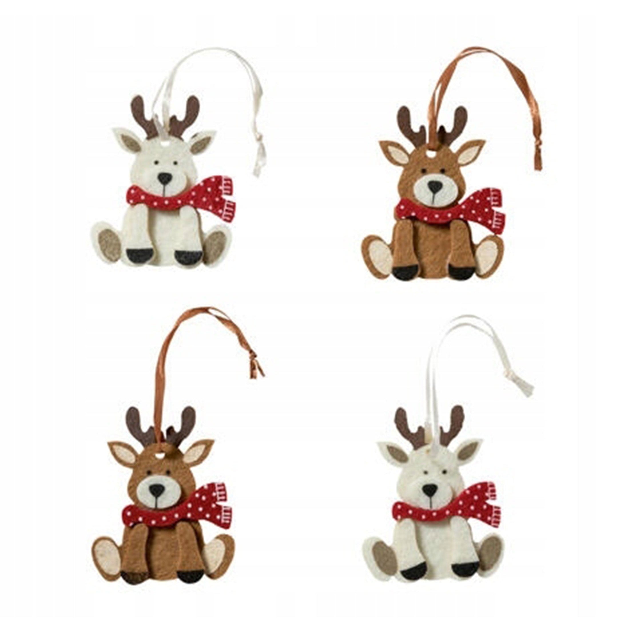 Festive Felt Reindeer Christmas Tree Pendants Pack of Four