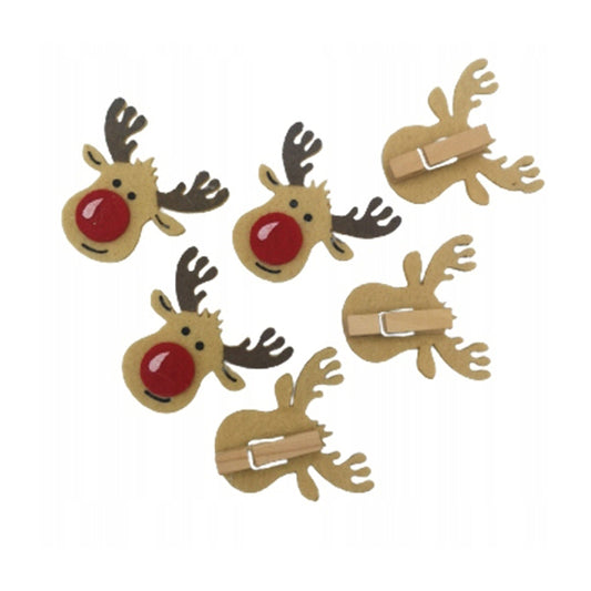Livarno Home Felt Reindeer Christmas Pin Set – 6 Pack, 5cm
