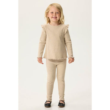 Girls Small Ribbed Leggings Beige Melange