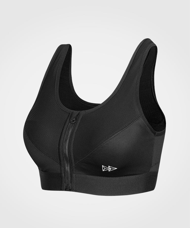 Power Classic Zip High Support Running Bra – Black