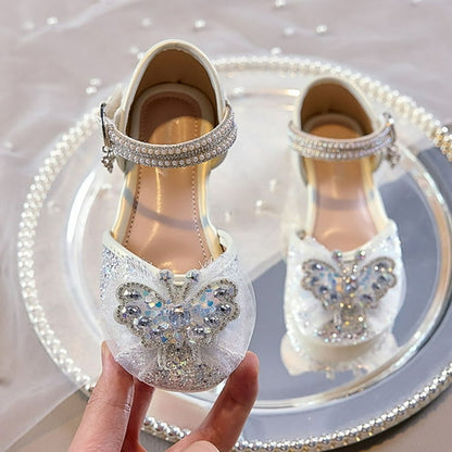 Babcutegg Girls' White Glitter Crystal Sandals: Elegant Toddler Dress & Casual Shoes