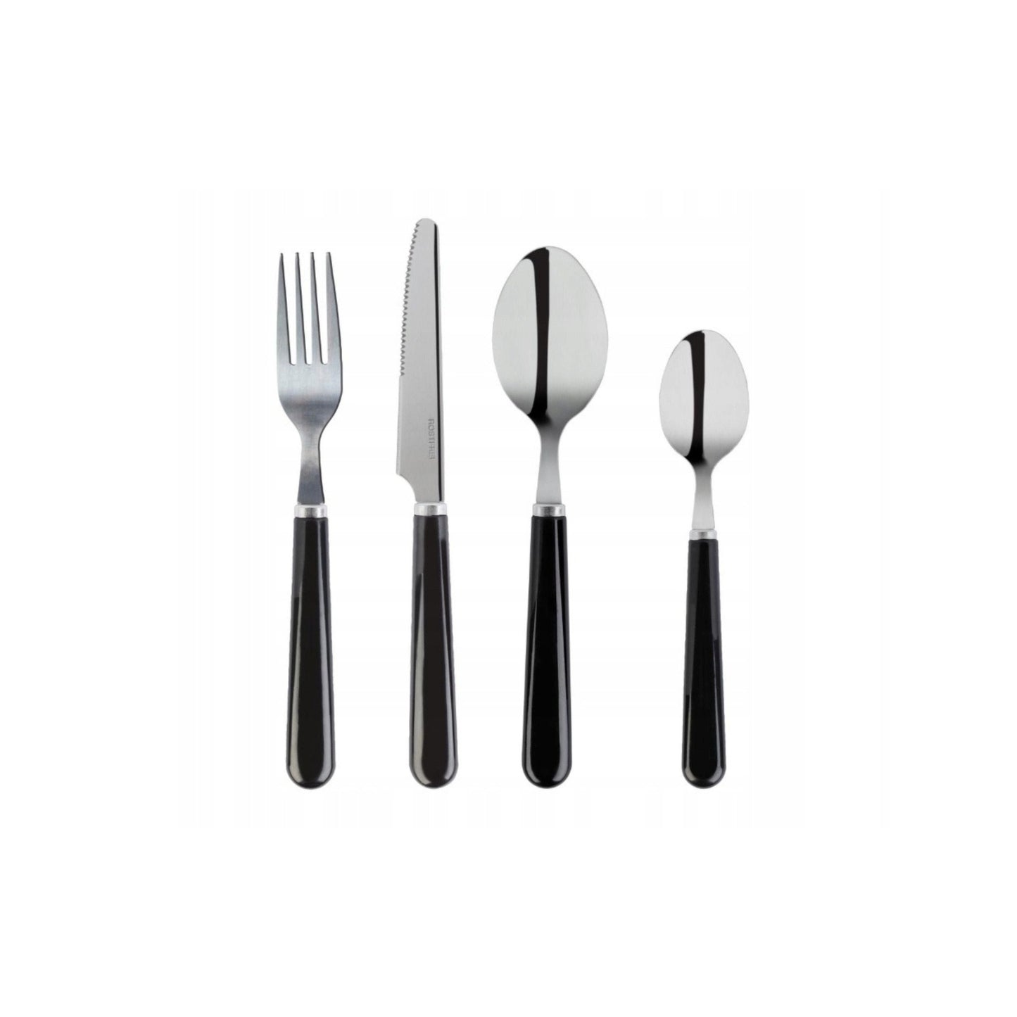 24-Piece Black Stainless Steel Cutlery Set for Modern Kitchens