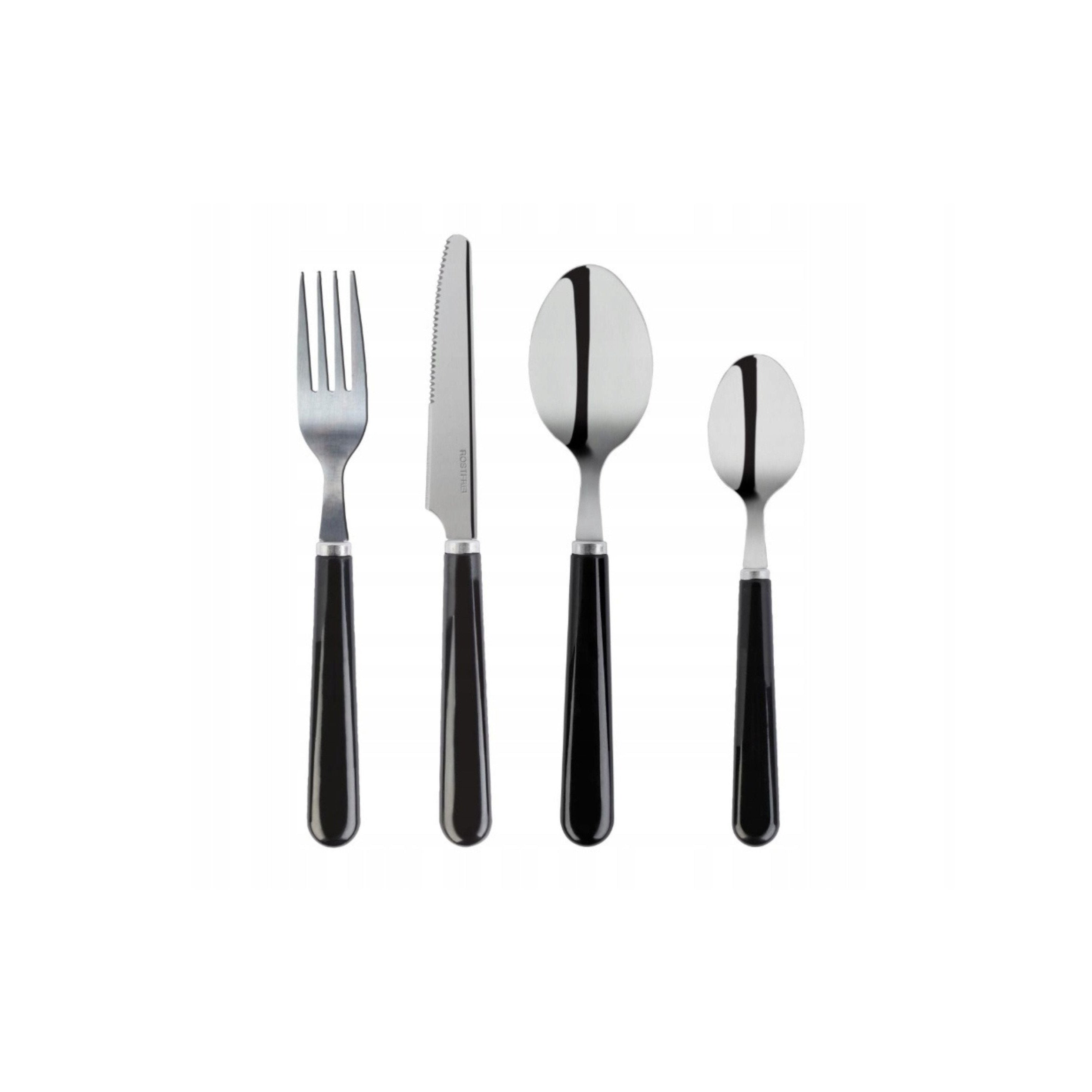 24-Piece Black Stainless Steel Cutlery Set for Modern Kitchens