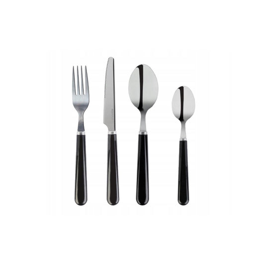 24-Piece Black Stainless Steel Cutlery Set for Modern Kitchens
