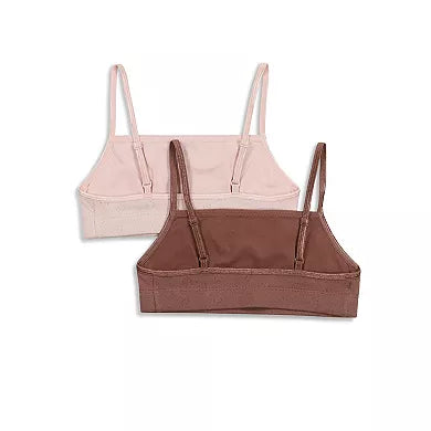 Hanes Girls' Square Neck Bralette 2 Pack Golden Pearl