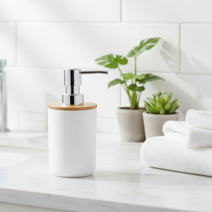 Livarno Home Standing Manual Soap Dispenser Plastic Bamboo 280ml