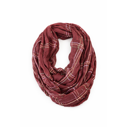 Mixit Burgundy Plaid Infinity Scarf Versatile Multi-Way Wrap Shawl Scarf
