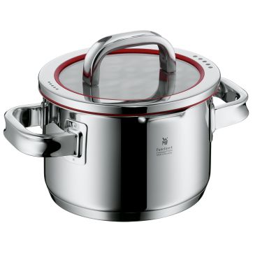 WMF Function 4 Stainless Steel High Casserole Pot, 6.3-inch, Versatile Lid