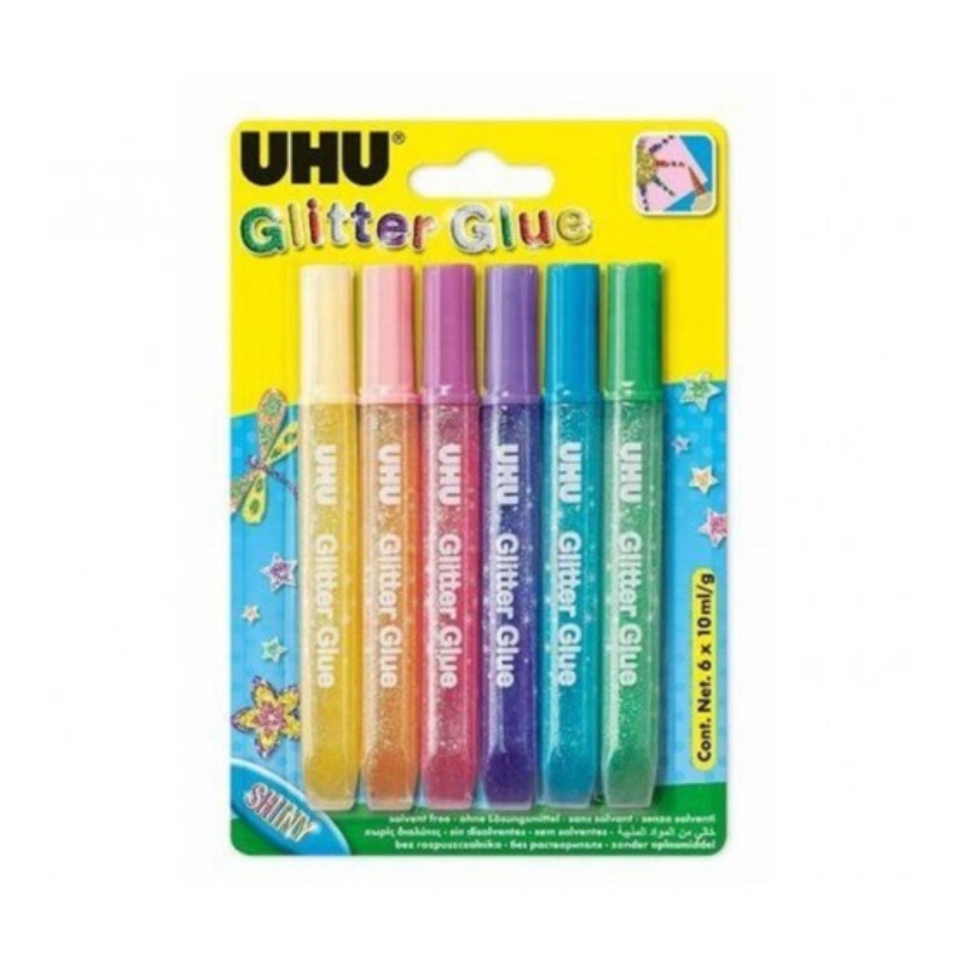 Uhu Glitter Glue 6 Pack 10ml Tubes