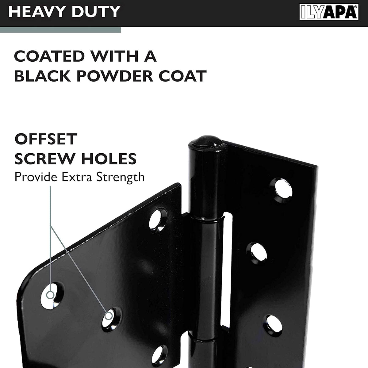 Ilyapa Heavy Duty Shed Door Hinges 4 Pack Black