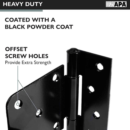Ilyapa Heavy Duty Shed Door Hinges 4 Pack Black