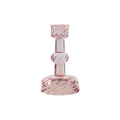 Livarno home Elegant Red Glass Candlestick Holder