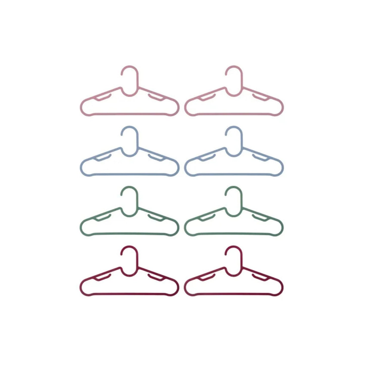 W5 Set of 8 Children's Clothes Hangers Pink Blue Green