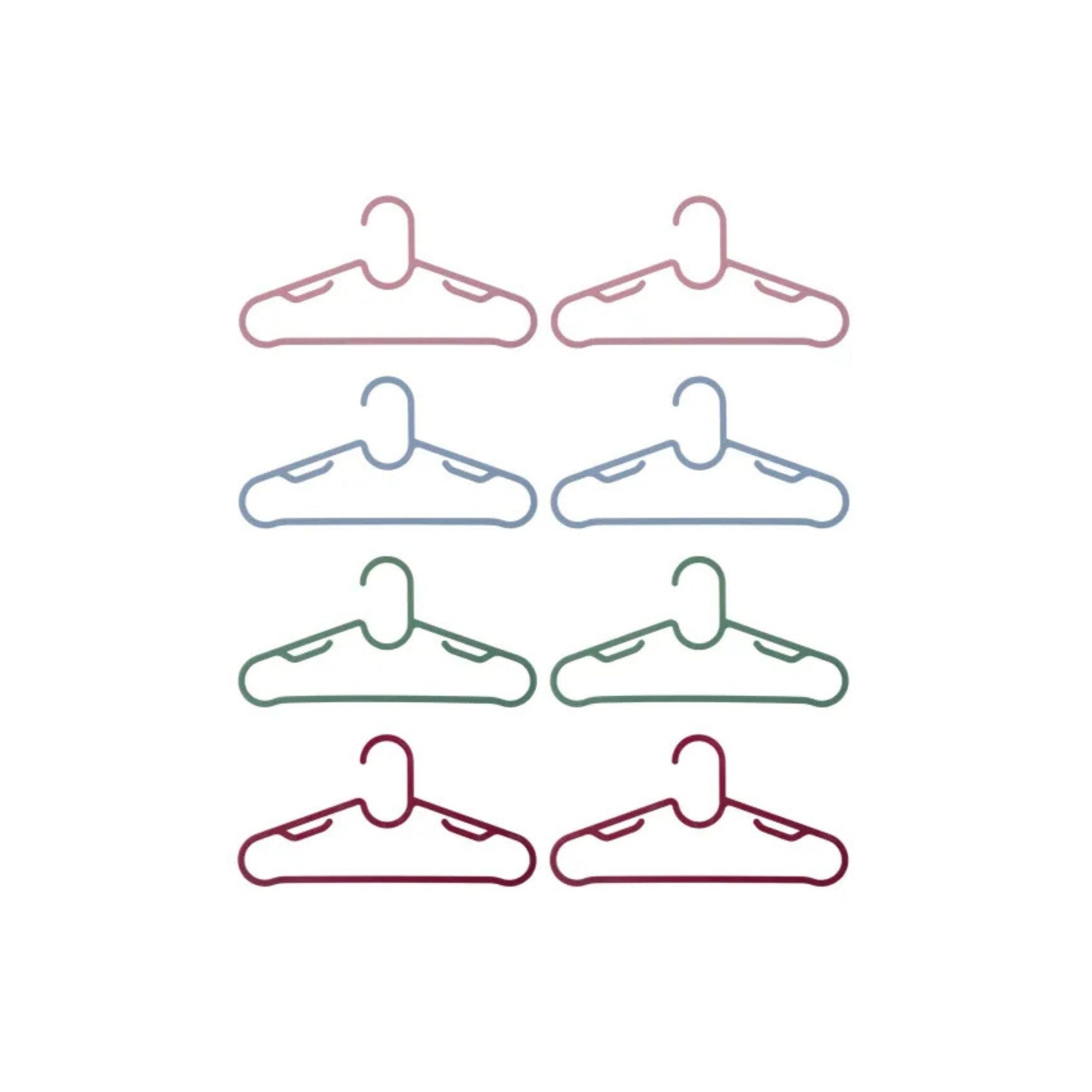 W5 Set of 8 Children's Clothes Hangers Pink Blue Green